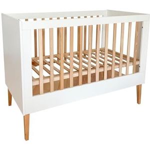 Babybed ILA Modern van hout, wit, 120 x 60 cm, verstelbare matrashoogte met robuust design