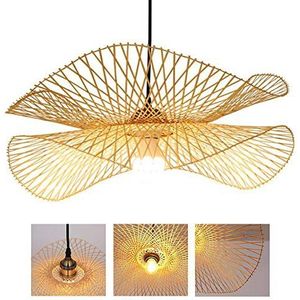 E27 Hanglamp Eetkamer Hanglamp Bamboe Handgeweven Natuurlijke Rotan Hanglamp Plafondlamp Creatieve Handgemaakte Lampenkap Kroonluchter Voor Restaurant Slaapkamer Keuken Gang Kantoor,45cm