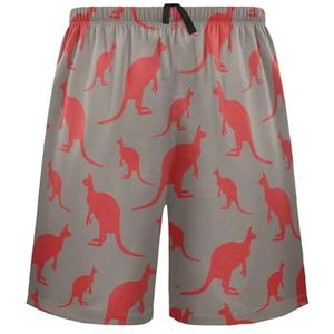 LI ZHI XIN Herenpyjamabroek, korte pyjamabroek, zomer casual shorts, elastische tailleband met trekkoord, rechte losse pasvorm met 2 zakken, S-XXL kangoeroe cartoonpatroon, Meerkleurig, S