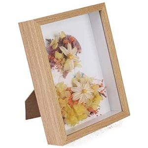 Fotolijsten multifunctioneel diep 3D-frame voor gedroogde bloemen houten fotolijst 3 cm diepte schaduwdoos foto specimens houder muur decor fotolijst (kleur: origineel, afmeting: 22,8 x 22,8 cm)