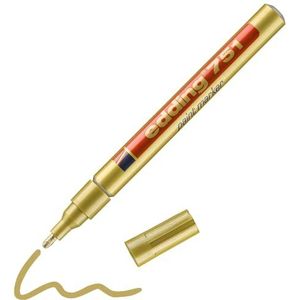 edding 751 lakmarker - goud - 1 verfstift - ronde punt 1-2 mm - verfstift voor markeren en labelen van metaal, glass, steen of plastic - hittebestendig, permanent, veegvast en watervast