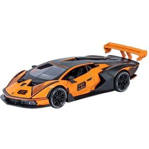 For Lamborghini SCV12 Sportwagen Simulatie Diecast Metaallegering Model Auto Geluid Licht Pull Back Collection Kinderen Speelgoed Geschenken 1:32 (Color : Orange With box)