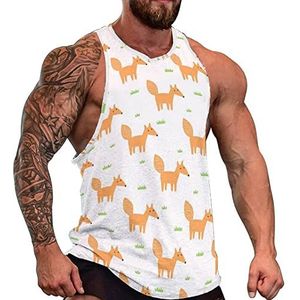 Leuke vos heren tank top mouwloos T-shirt pullover gym shirts workout zomer T-shirt