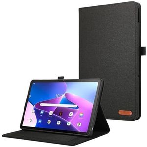 Tablethoes geschikt for Lenovo Tab M10 5G 10,6 inch 2023 TB-360ZU TB-360XU effen kleur flip cowboy schokbestendige standaardhoes(Black)