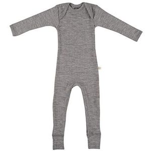 DILLING Baby romper in gebreide rib van 100% BIO-merinowol Donkergrijs Melange 74