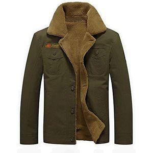 Warm spijkerjack voor heren - mannelijke winter dikke fleece borstzakken rodeo gevoerde spijkerjas mode heren cowboy top dikker uitloper plus maat M