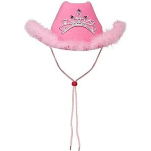 Ruluti Western Cowboy Hoed Glitter Crown Hoofdtooi Cowgirl Prinses Vakantie Kostuum Accessoires, Roze