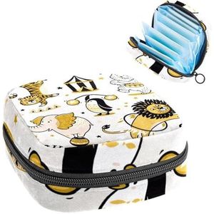 Opbergtas voor maandverband, menstruatiecup zakje tampon tas, menstruatiepads, houder organizer voor vrouwen en meisjes, dierencircus