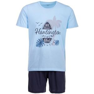 Henry Terre Heren pyjama Shorty Beach 2-delige set M-5XL katoen, lichtblauw, XL