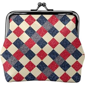 Vrouwen lederen portemonnee, Britse rode tartan geruite portefeuilles lederen verandering etui met kus slot gesp verandering portemonnee, zoals afgebeeld, Eén maat, Coin Pouch