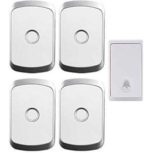 Draadloze deurbel Draadloze deurbel waterdicht 36 muziek slimme knipperende lampjes 4 volumeniveaus plug-in 1 zender verpakking van 4 ontvangers 200M zwart/wit(White)