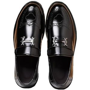 Dcbdx Heren leren brogues zakelijke trouwjurken instappers effen loafers leren Oxford trouwjurken,zwart,38 EU