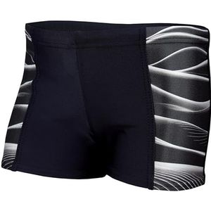 Aquarti Jongens Korte Zwembroek Zwemboxer met Strepen, 11307 Zwart/Grijs, 164