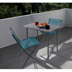 VCM 3-delige set bistroset eettafel tuinset balkonset stoel inklapbaar tafel tuin camping Sumila turquoise