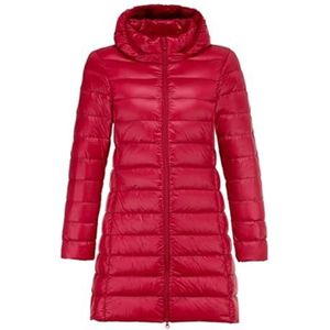 Dames Fleece Gewatteerde Jas Met Capuchon, Gewatteerde Jassen Met Zakjassen Warm Dikker Windscherm Uitloper(Rouge,4XL)