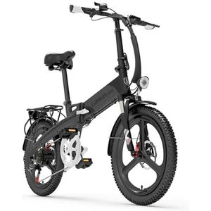 Kinsella G660 Elektrische voorstedelijke fiets, opvouwbaar, 7 versnellingen, banden 20 x 1,95, lithium-accu 48 V 12,8 Ah (grijs)