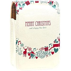 Gepersonaliseerde Lipstick Case Draagbare Make-up Tas Cosmetische Pouch Lippenstift Houder Make-up Organizer Kerst Herten (3), Meerkleurig, 9.5x2x7 cm/3.7x0.8x2.7 in