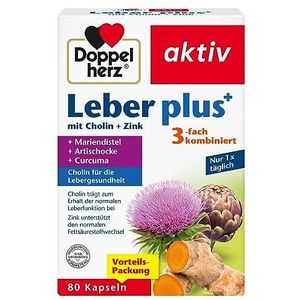 Doppelherz Lever plus – met choline als bijdrage aan het behoud van de normale leverfunctie en een normaal vetmetabolisme – 80 capsules