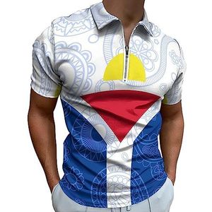 Frans Saint Martin Paisley vlag poloshirt voor mannen casual rits kraag T-shirts golf tops slim fit