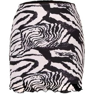 yk8fass Mesh Rok met print gx-0226, Zebra Wit, S