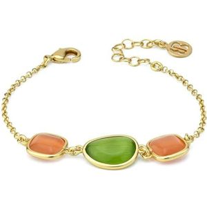 XB1015DV Armband, verguld met geelgoud, met oranje kristallen en een groen centrum, Brons