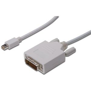 ASSMANN Mini DisplayPort naar DVI adapterkabel, mini DP 1.1a, DVI (24+1), 3 meter, wit