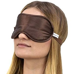 Jasmine Silk 100% Zuiver Zijde Gevuld Oogmasker/Slaapmasker Slaapmasker - CHOCOLADE