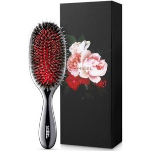 MISEL Professionele Zwijnenhaarborstel voor Vrouwen en Mannen | Ontwart Alle Natuurlijke Haartypes en Haarverlengingen | Vermindert Haarbreuk | Geweldig voor Golvend en Steil Haar | Medium