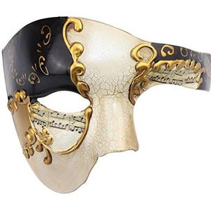 Thmyo Masker Venetiaanse carnavalsmaskers half gezicht vintage design masker (beige en zwart)