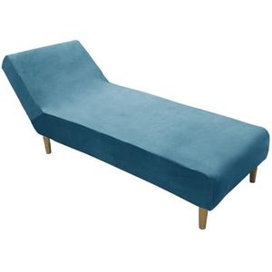 Fluwelen Pluche Chaise Lounge Hoes Luxe Chaise Stoel Hoes Stretch Armloze Chaise Lounge Beschermers Wasbare Fauteuil Bankhoes Voor Woonkamer Slaapkamer(Color:Peacock blue)