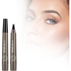 2024 New Magic Eyebrow Pencil, Waterproof Microblading Eyebrow Pencil Contouring Pen 4 Tipped Precise Brow Pen, Natural Gap Filling Eyebrow Makeup Brow Pen (Gray Brown)