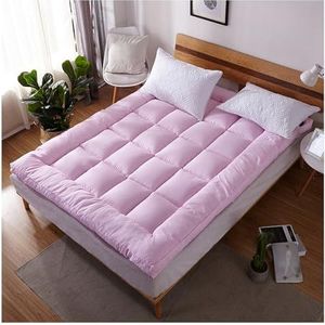 Quilted Fitted Mattress Pad,Thickened Futon Mattress,Cotton Extra Thick Mattress Topper,Soft and Breathable Top,Fold able Suitable,for Home Student Dormitories Mattress Pads(Pink,180*200cm/70.8*78.7in