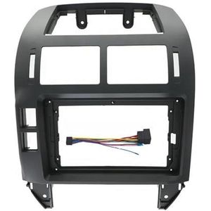 2Din Auto-dvd-frame Audio-adapter Dashboardbekleding 9 Inch Dubbele DIN-radiospeler Voor VW Voor POLO 2004-2010 Auto Fascia Radio Paneel(Frame-black-cord)