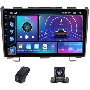 Autoradio,geldt voor Honda CRV CR-V 3 RE 2006-2012 2 Din met Carplay Android Auto9 inch HD touchscreen,stereo auto Bluetooth 5.0 FM-radio stuurbediening MIC achteruitrijcamera(NF-2)