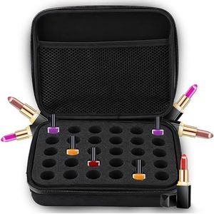 Retoo Draagtas, nagellak-opbergdoos, 30 flessen voor etherische oliën, organizer, koffer, make-uptas, cosmeticatas, reizen, draagbaar, zwart, draaggreep, zwart, make-up tas make-up