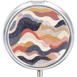 Golvend Patroon Pillendoos Mini Pillendoosje Pocket Pil Case voor Mannen Reizen Pillendoos Leuke Pil Organizer 3 Compartiment Geneeskunde Pil Organizer Pil Container Pillenhouder