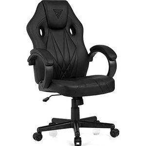 SENSE7 Gaming Prism Bureaustoel, gamer, ergonomische stoel, armleuning, eendelig stalen frame, instelbare hellingshoek, zwart, 119 x 62 x 58