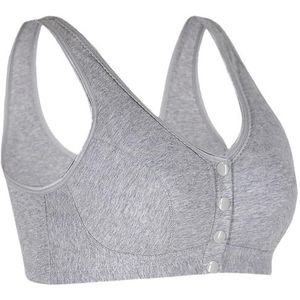 Voorste Knoop Postoperatieve Bh For Senioren Oudere Vrouwen Plus Size Vest Mastectomie Pocket Bh Draadloos Postoperatief Topje(Gray,XXL)