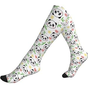 DEXNEL Leuke Panda Bamboe Ster Compressie Sokken Voor Mannen Vrouwen 20-30 Mmhg Compressie Sokken Voor Sport Ondersteuning Sokken, 1 zwart, Eén Maat