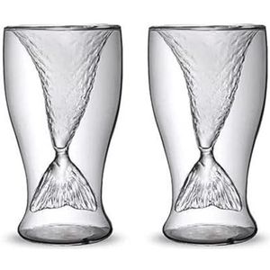 fangange Whisky Cocktail Wijnglas, Zeemeerminstaart Vorm, Transparant Kristal Design, Strand Wijnglas Cadeau voor Vrouwen, Kinderen, Verjaardag Bruiloft