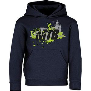 Kindertrui: MTB Mountain Bike - Hoodie Hoodie Trui Fiets Cadeau Jongens & Meisjes - Fietser Mountain Bike BMX Scooter Fiets Outdoor Jongen Kind Sport Shirt Verjaardag, Navy - MTB, 164 cm