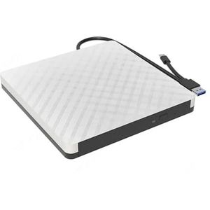 USB3.0 Type-C Slim Externe DVD CD RW Drive Draagbare Brander Lezer Speler Schrijver Optische Drives for Laptop PC(White)