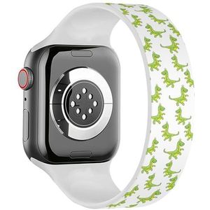 Solo Loop band compatibel met alle series Apple Watch 42/44/45/49mm (grappige groene dinosaurus op wit) rekbare siliconen band band accessoire, Siliconen, Geen edelsteen