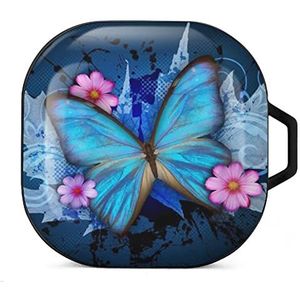 Mode vlinder bedrukte oordopjes hoesje compatibel met Samsung hard shell beschermhoes zwart-stijl