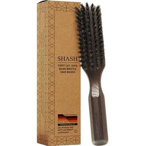 SHASH 100% Boar Bristle Hair Brush: Luxe Verzorging Voor Dun Tot Normaal Haar | Gemaakt In Duitsland - Natuurlijke Voorwaarden, Verbeterd De Textuur, Exfolieert, Kalmeert En Stimuleert De Hoofdhuid