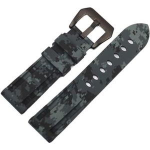 Universele 22mm 24mm 26mm camouflage kleurrijke rubberen horlogeband compatibel met herenhorloge horlogeband Compatibel met Samsung Gear S3 Classic Panerai (Color : Black Black buckle, Size : 24mm)