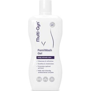 Multi-Gyn FemiWash Gel 220 ml, dagelijkse intieme hygiëne voor vrouwen, zeepvrij, parfumvrij, met rustgevend panthenol, aloë, melkzuur en antibacterieel complex, optimale pH-waarde