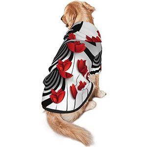 Rode Bloem Middelgrote En Grote Huisdier Hooded Sweatshirt Vier Seizoenen Liefde Hond Sweatshirt Huisdier Kleding