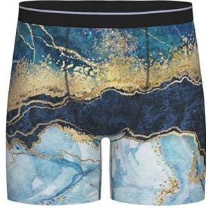 Boxer slips, heren onderbroek boxer shorts been boxer slips grappig nieuwigheid ondergoed, abstracte verf goud glitter blauw marmer, zoals afgebeeld, XL