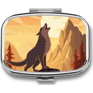 Wolf pillendoos 2 compartimenten medicijnorganisator draagbare pillencontainer vierkante pillenhouder voor zak reizen pillenetui voor portemonnee
